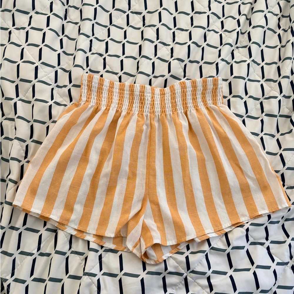 Striped Orange and White Women's Shorts